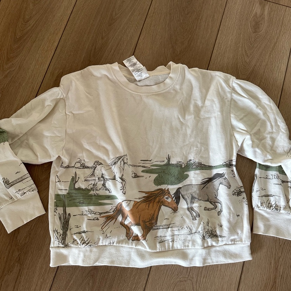 Horse Print White Sweatshirt